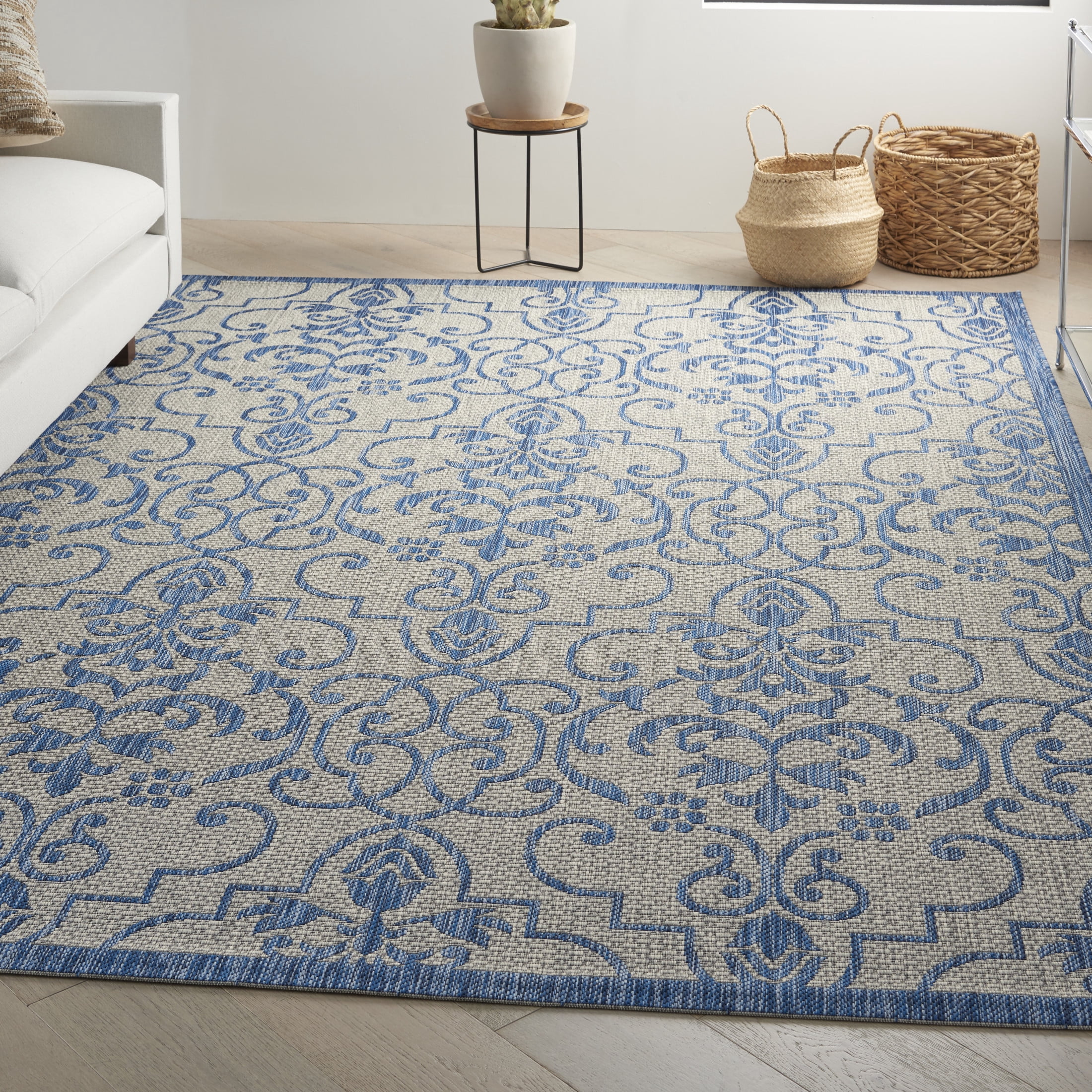 Nourison Country Side 6' x 9' Ivory Blue Farmhouse Rug