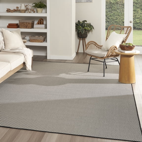 Nourison Courtyard 10' x 14' Black White Modern Rug