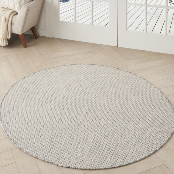 Nourison Courtyard Indoor/Outdoor Ivory/Silver 5 x Round Area Rug (5 Round)