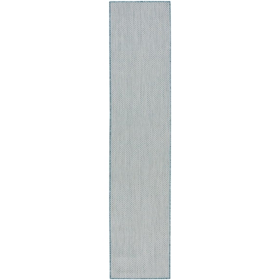Nourison Courtyard 2' x 6' Ivory Aqua Modern Rug