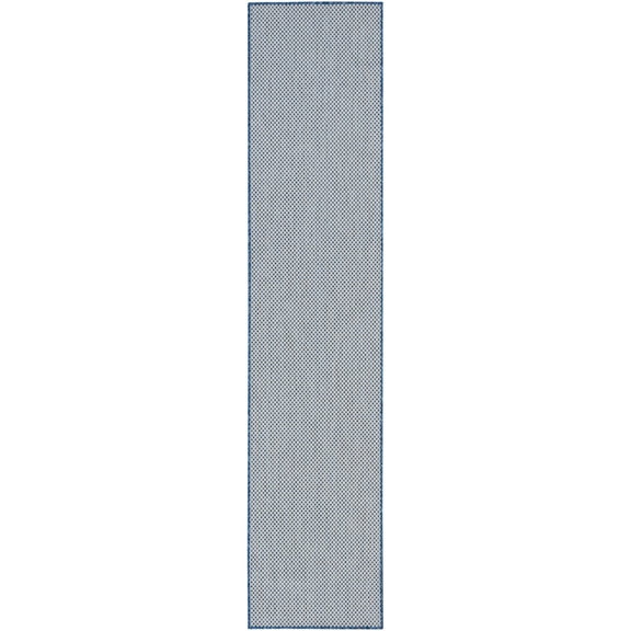 Nourison Courtyard 2' x 6' Ivory Blue Modern Indoor Outdoor Rug