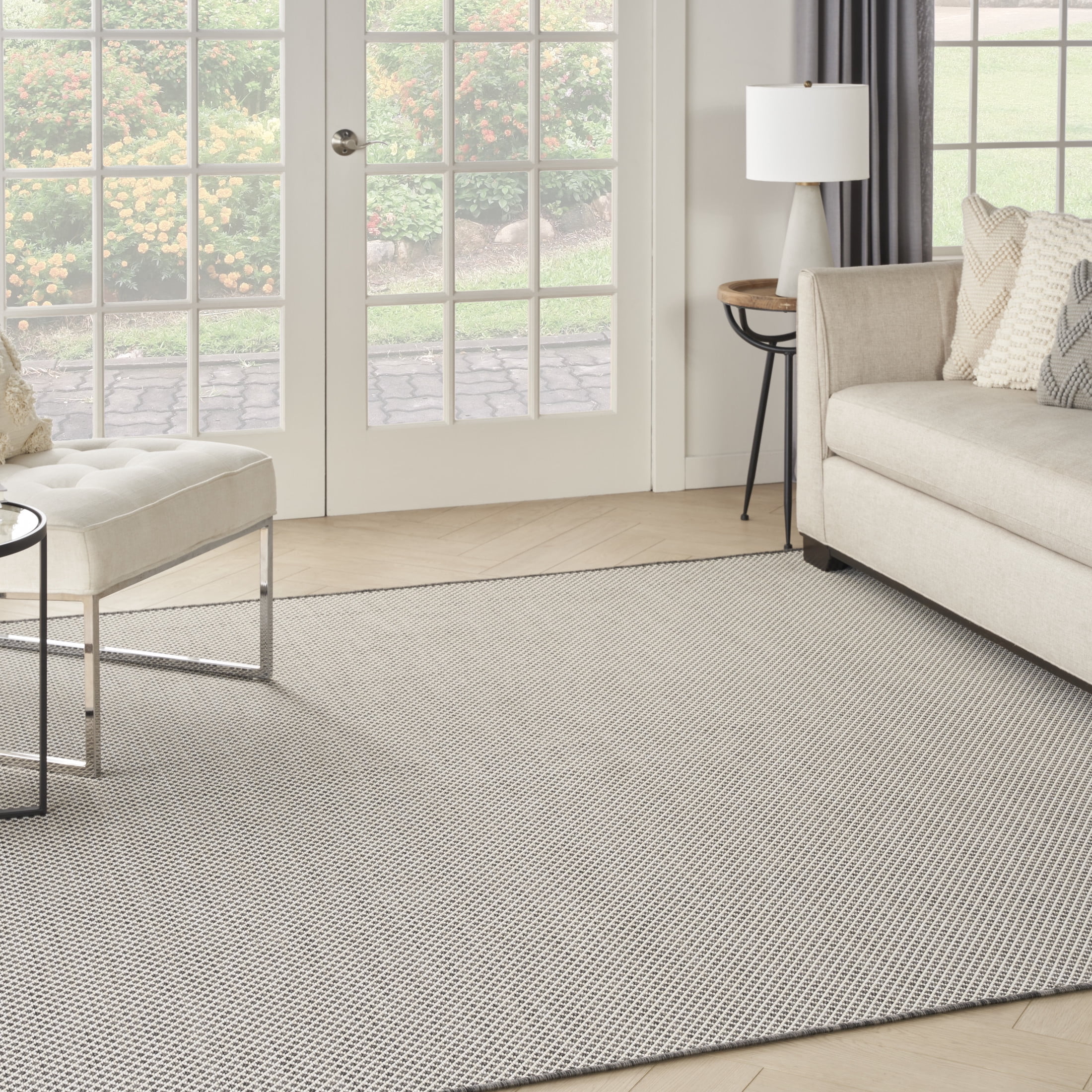 Square 4x6 Rugs Nourison Courtyard Indoor/Outdoor Ivory/Charcoal 6' x 6' Square Area ...
