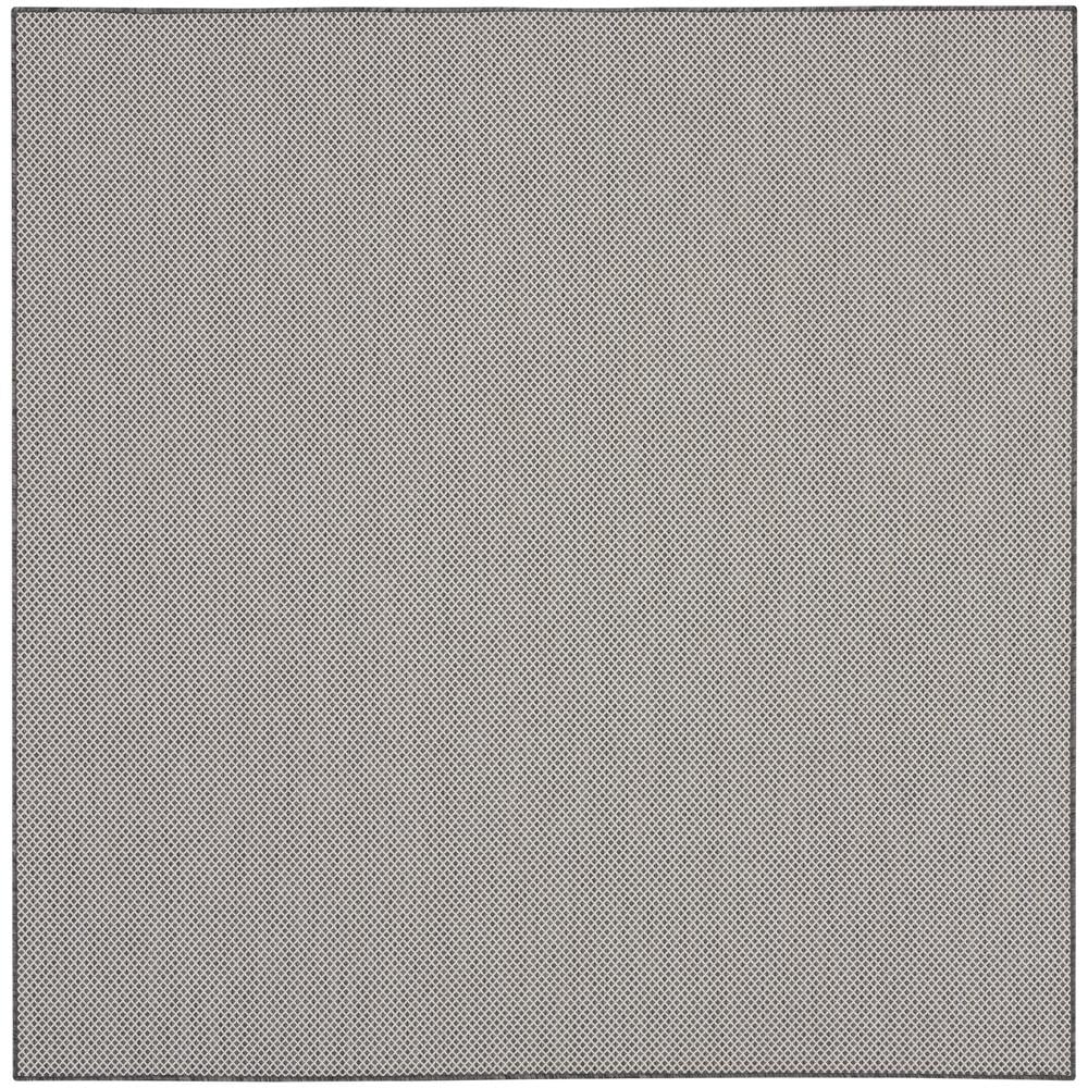 Ivory Charcoal Geometric Square Synthetic Area Rug 8'x8'