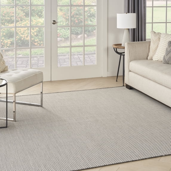 Nourison Courtyard Indoor/Outdoor Ivory/Charcoal 8' x Square Area Rug (8 Square)