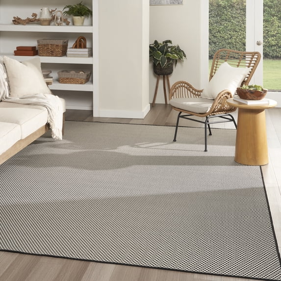 Nourison Courtyard 9' x 12' Black White Modern Rug