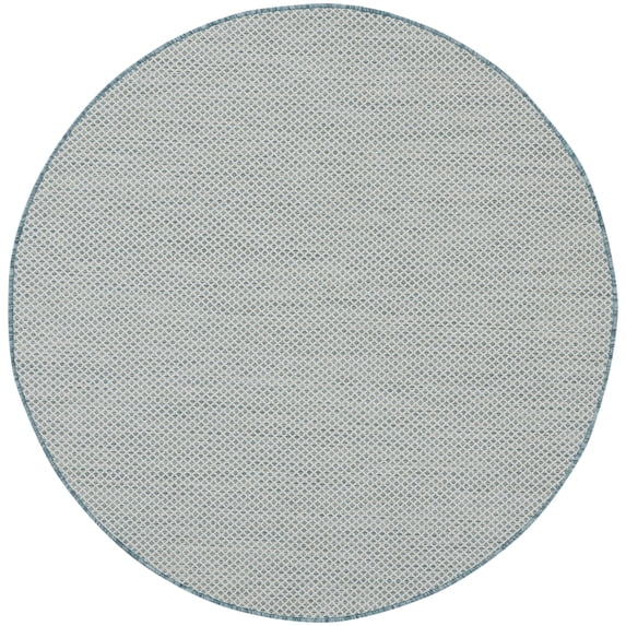 Nourison Courtyard Indoor/Outdoor Ivory/Aqua 4' x Round Area Rug (4 Round)