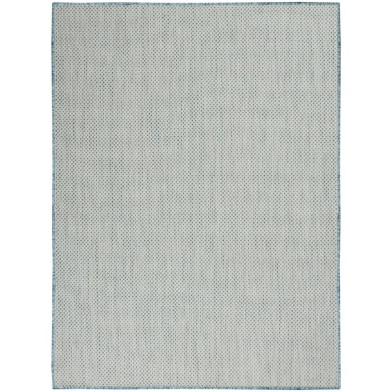 Nourison Courtyard Indoor/Outdoor Ivory Aqua 5' x 7' Area Rug, (5x7)