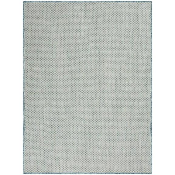 Nourison Courtyard Indoor/Outdoor Ivory Aqua 6' x 9' Area Rug, (6x9)