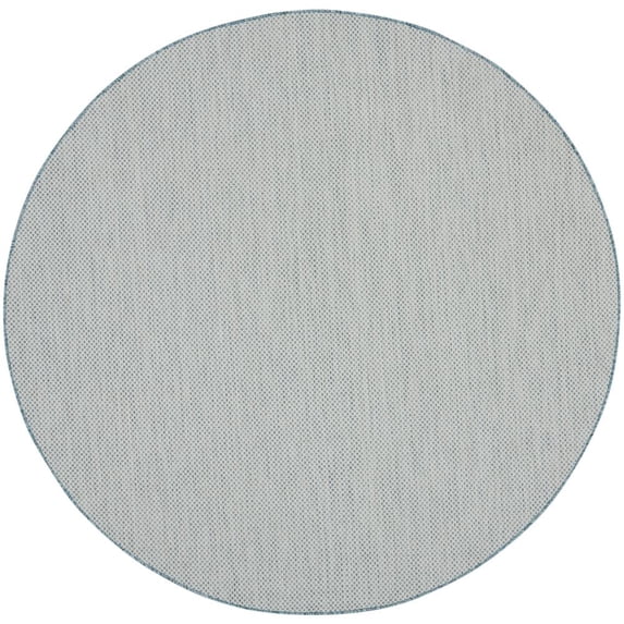 Nourison Courtyard Indoor/Outdoor Ivory/Aqua 8' x Round Area Rug (8 Round)