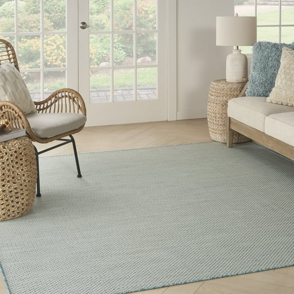 Nourison Courtyard Indoor/Outdoor Ivory/Aqua 8' x Square Area Rug (8 Square)