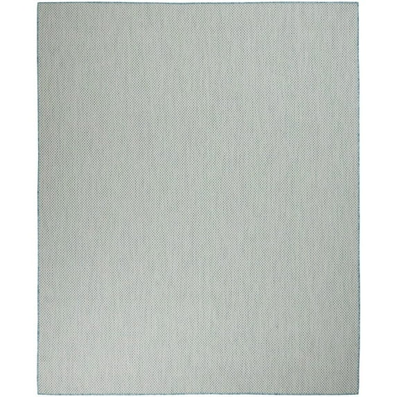Nourison Courtyard Indoor/Outdoor Ivory Aqua 9' x 12' Area Rug, (9x12)