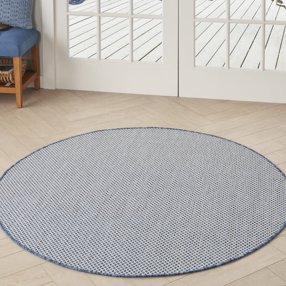 Nourison Courtyard Indoor/Outdoor Ivory Blue 4' x Round Area Rug (4 Round)