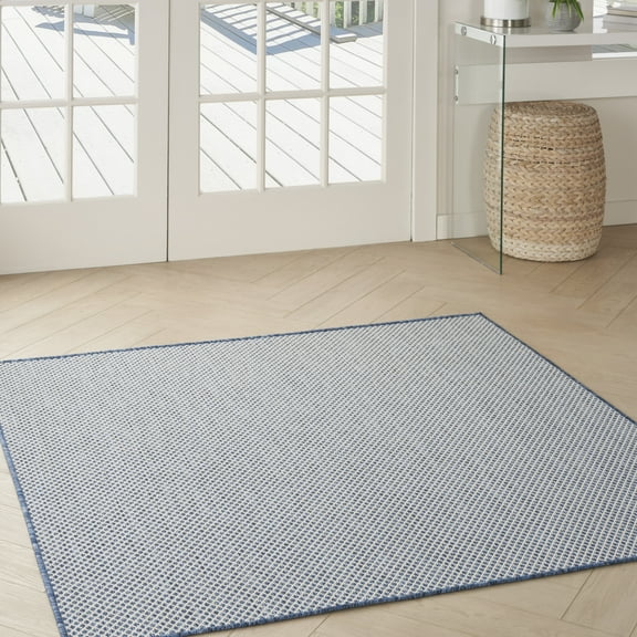 Nourison Courtyard Indoor/Outdoor Ivory Blue 4' x Square Area Rug (4 Square)