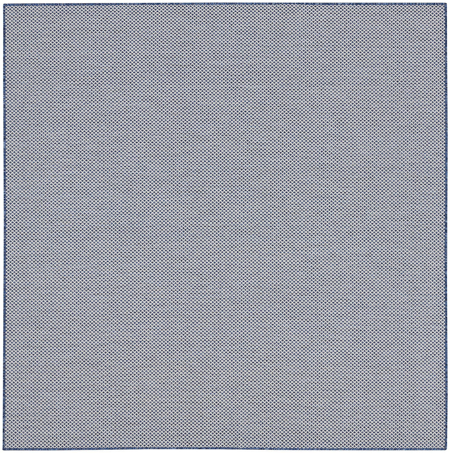 Ivory Blue Geometric 6' Square Easy Care Synthetic Rug