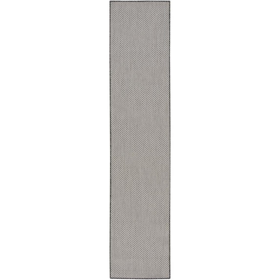 Nourison Courtyard Indoor/Outdoor Ivory/Charcoal 2'2" x 8' Area Rug (2x8)