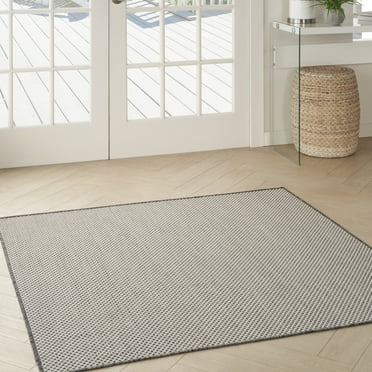 Nourison Courtyard Indoor/Outdoor Ivory/Charcoal 4' x Square Area Rug (4 Square)