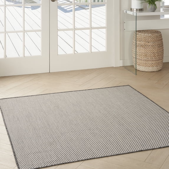 Nourison Courtyard Indoor/Outdoor Ivory/Charcoal 4' x Square Area Rug (4 Square)