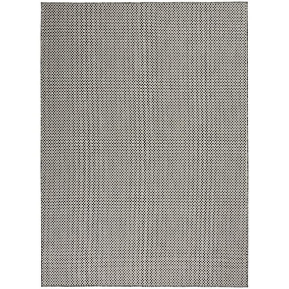 Nourison Courtyard Indoor/Outdoor Ivory Charcoal 5' x 7' Area Rug, (5x7)