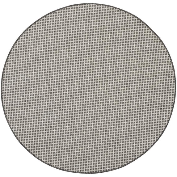 Nourison Courtyard Indoor/Outdoor Ivory/Charcoal 5 x Round Area Rug (5 Round)