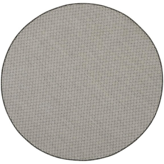 Nourison Courtyard Indoor/Outdoor Ivory/Charcoal 5 x Round Area Rug (5 Round)