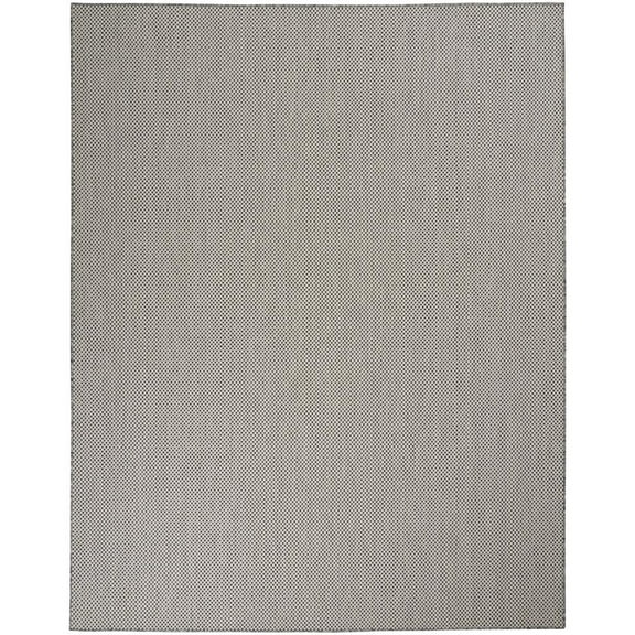 Nourison Courtyard Indoor/Outdoor Ivory Charcoal 7' x 10' Area Rug, (7x10)