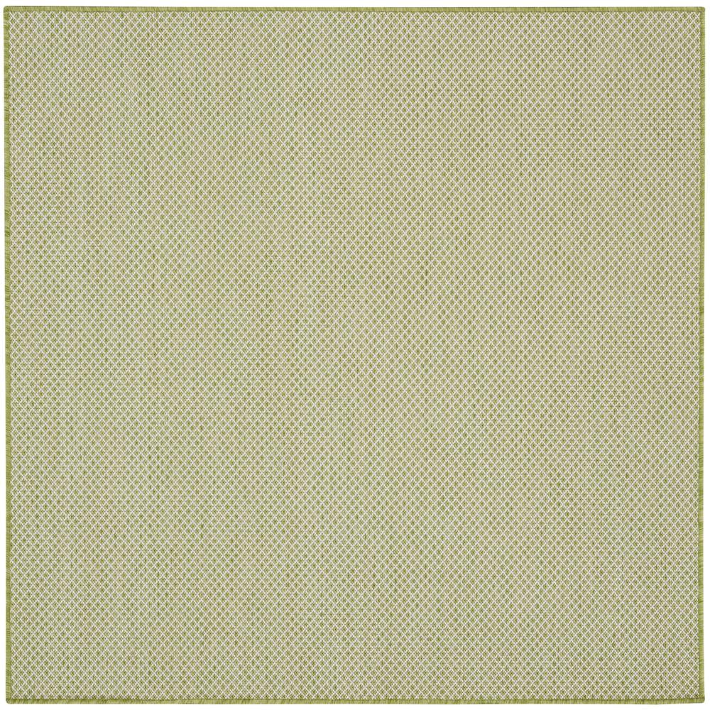 Courtyard Ivory Green 4' Square Geometric Outdoor Rug