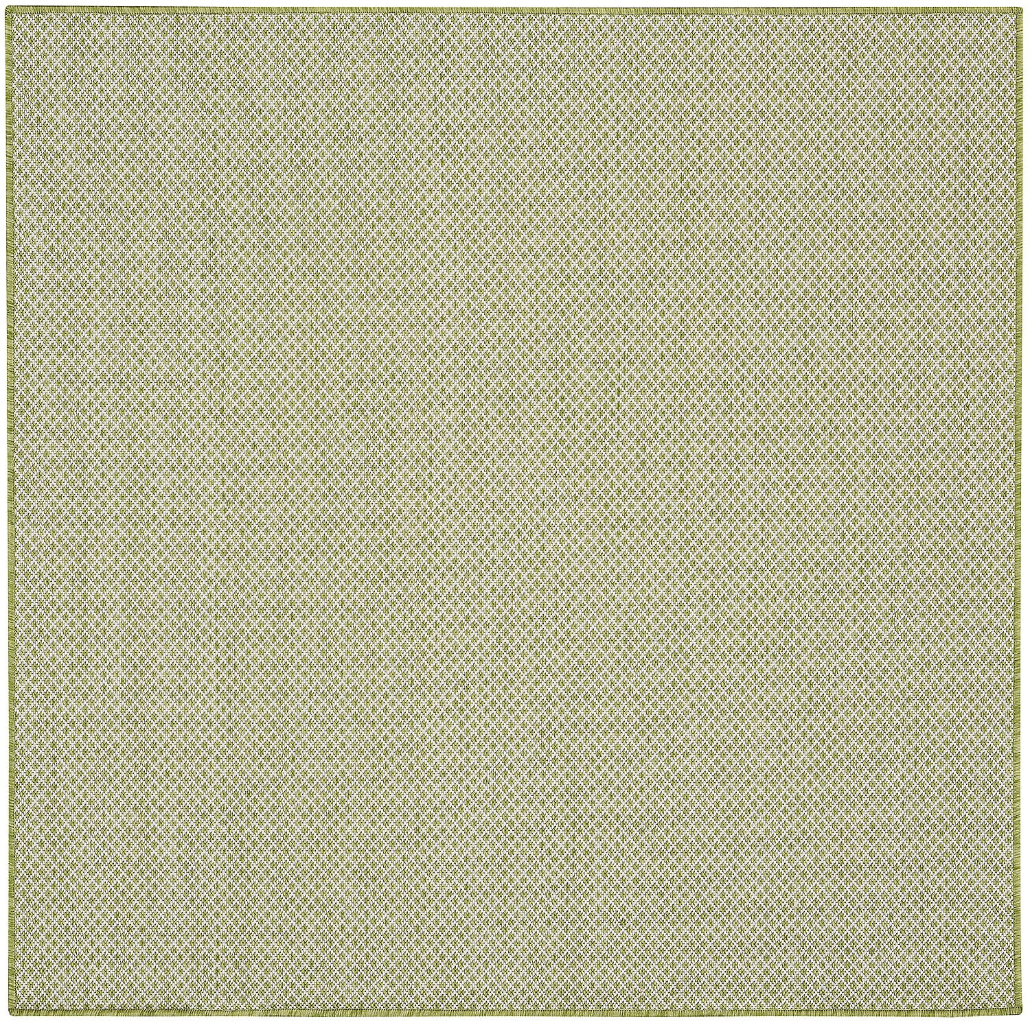 Courtyard Ivory Green 4' Square Geometric Outdoor Rug