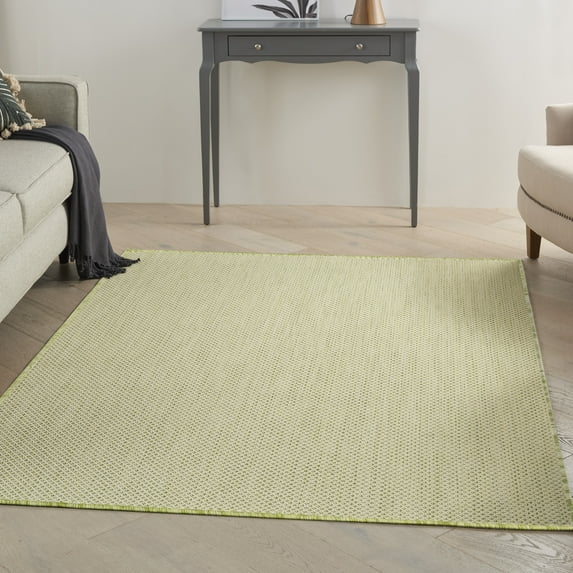 Nourison Courtyard Indoor/Outdoor Ivory Green 5' x 7' Area Rug, (5x7)