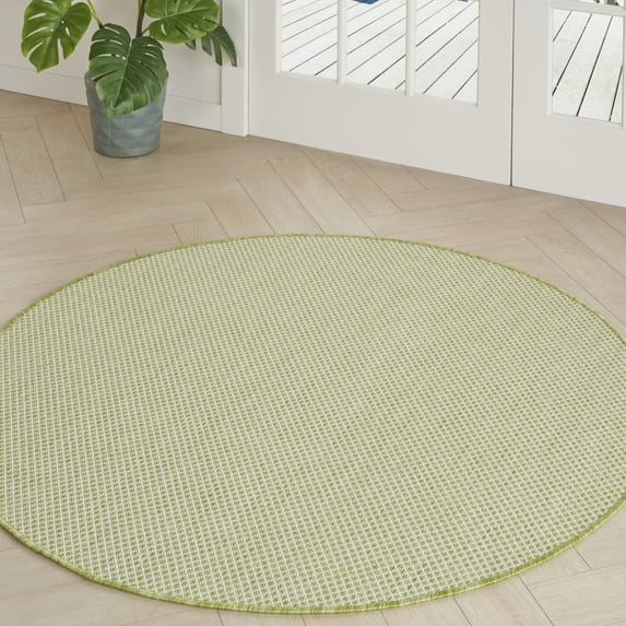 Nourison Courtyard Indoor/Outdoor Ivory Green 5 x Round Area Rug (5 Round)