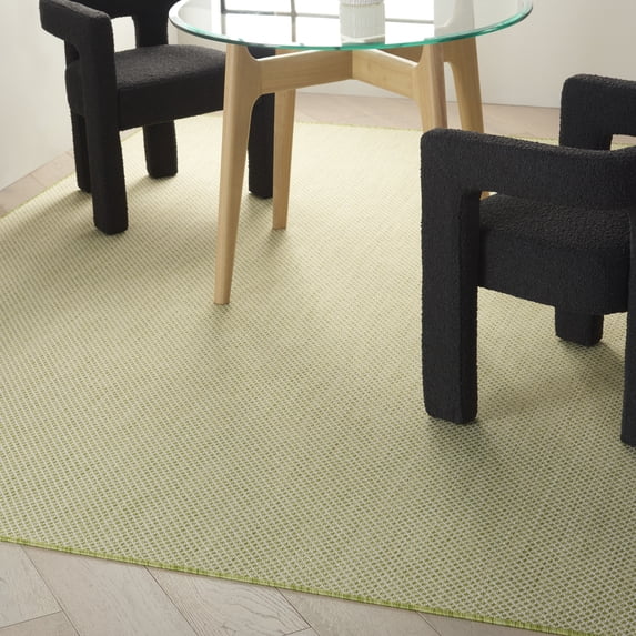 Nourison Courtyard Indoor/Outdoor Ivory Green 9' x 12' Area Rug, (9x12)