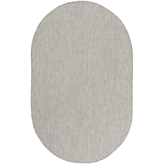 Nourison Courtyard Indoor/Outdoor Ivory Silver 3' x 5' Oval Area Rug (3x5)