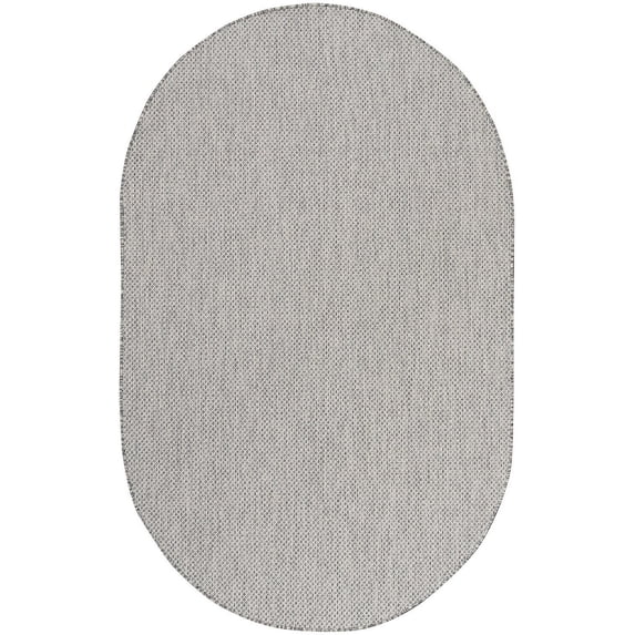 Nourison Courtyard Indoor/Outdoor Ivory Silver 6' x 9' Oval Area Rug (6x9)