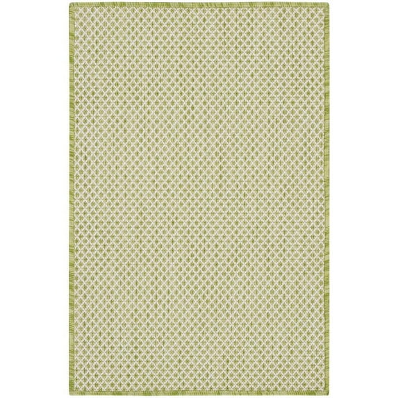 Nourison Courtyard Indoor/Outdoor Transitional Trellis Ivory Green 2' x 3' Area Rug