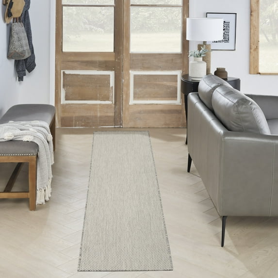 Nourison Courtyard Textured Ivory Silver 2' x 6' Area Rug (2x6)