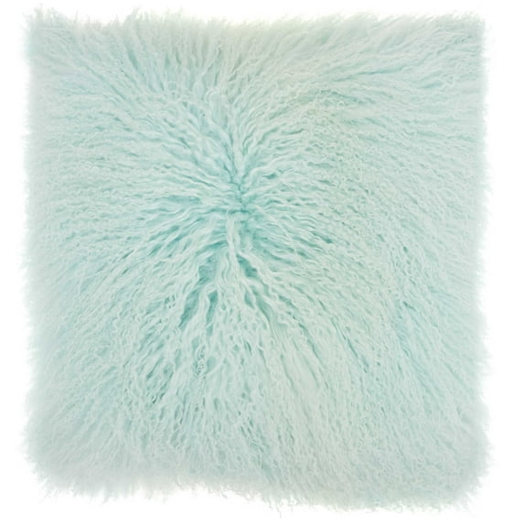 Nourison Couture Fur Tibetan Lamb Seafoam Throw Pillow