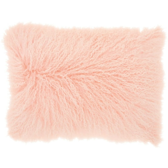 Nourison Couture Fur Tibetan Sheepskin Pink Throw Pillow