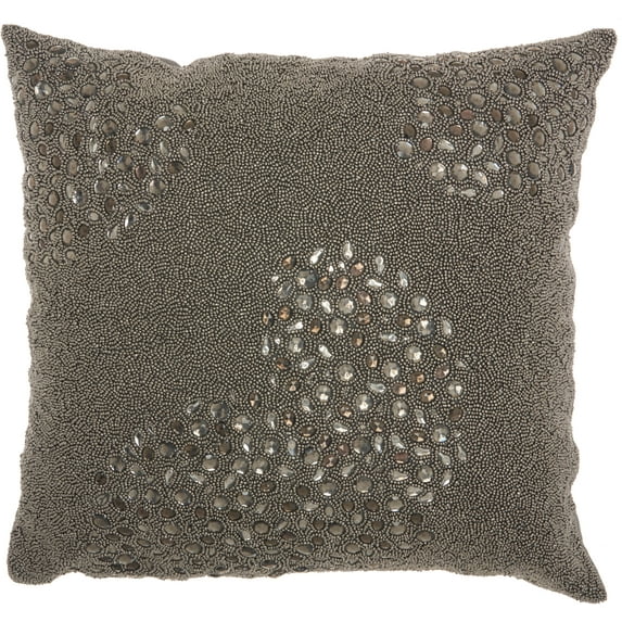 Nourison Couture Luster Pewter Decorative Throw Pillow , 20" x 20"