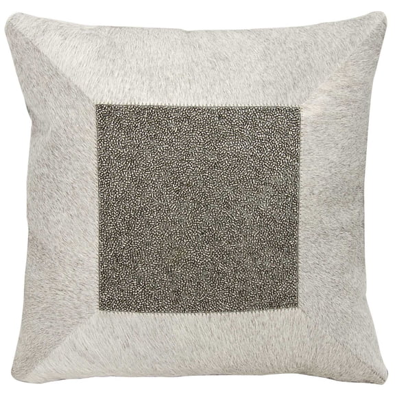 Nourison Couture Natural Hide Jeweled Cube Grey Pewter Throw Pillow