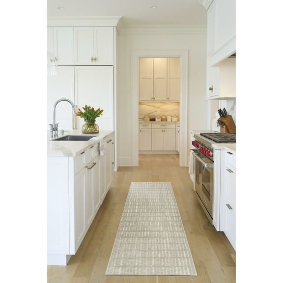 Nourison Cozy Modern 2'2" x 10' Grey Ivory Scandinavian Indoor Rug