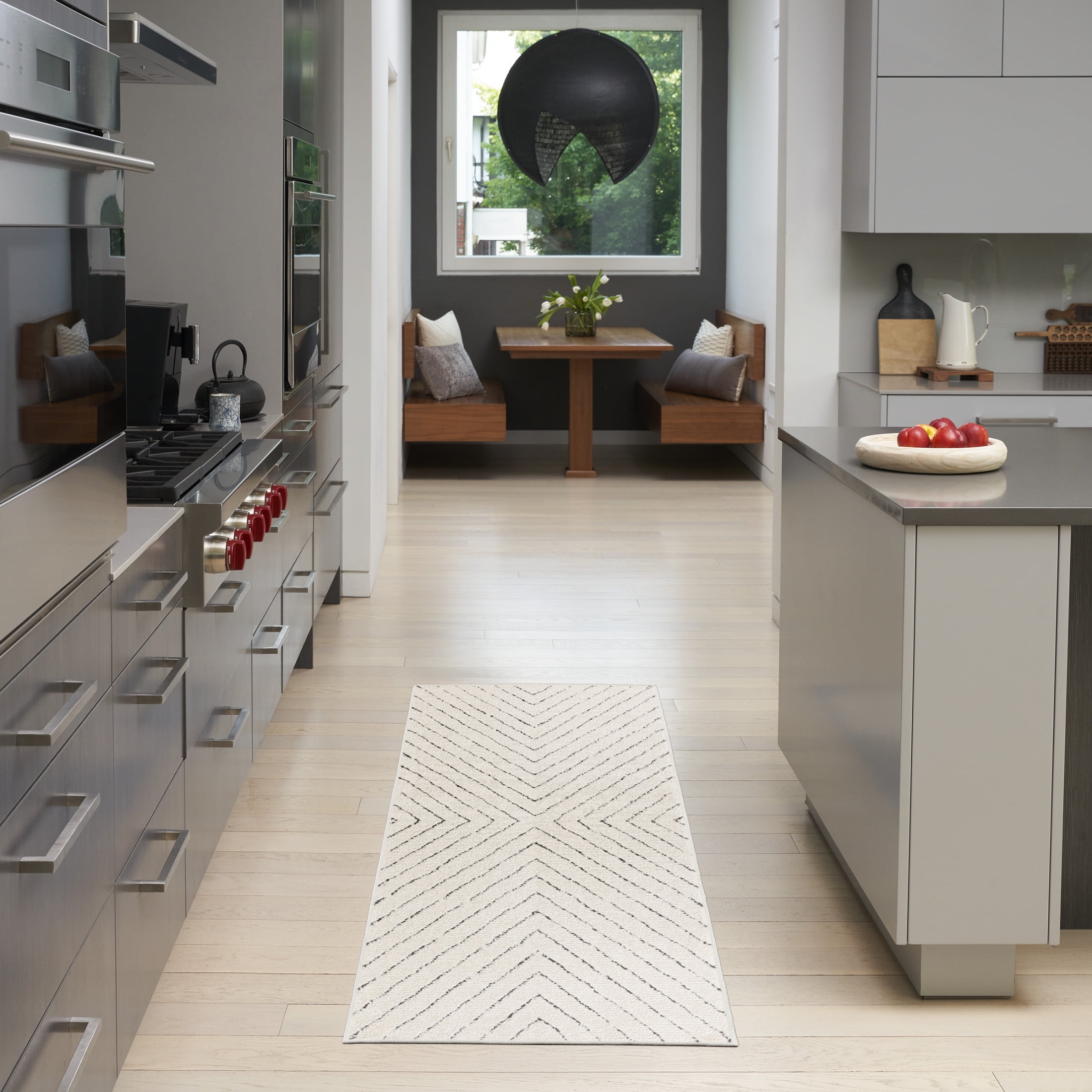 Nourison Cozy Modern 2'2" x 6' Ivory Black Scandinavian Indoor Rug