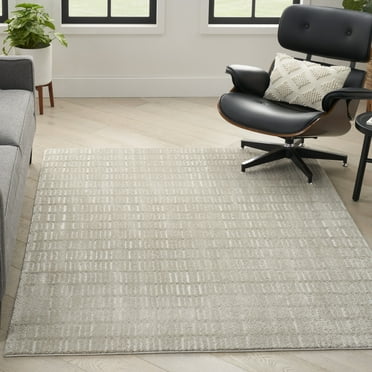Nourison Cozy Modern 6'7" x 9' Grey Ivory Scandinavian Indoor Rug
