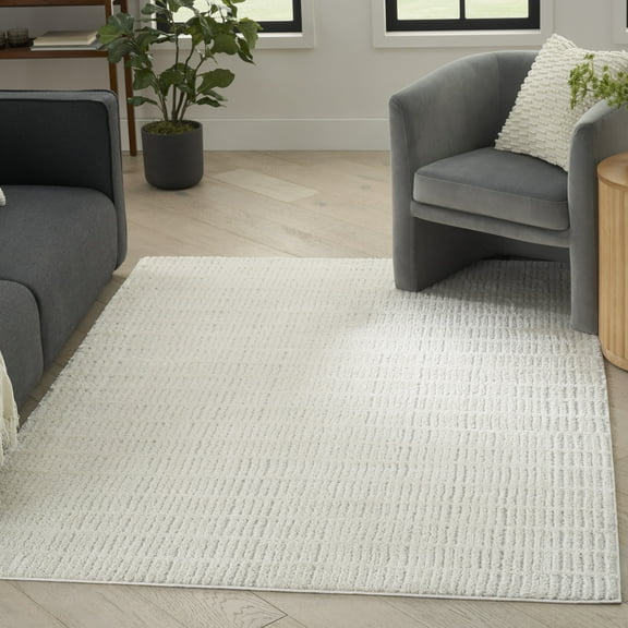 Nourison Cozy Modern 6'7" x 9' Ivory Grey Scandinavian Indoor Rug