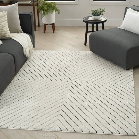 Nourison Cozy Modern 9' x 12' Ivory Black Scandinavian Indoor Rug