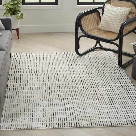 Nourison Cozy Modern 9' x 12' Ivory Black Scandinavian Indoor Rug
