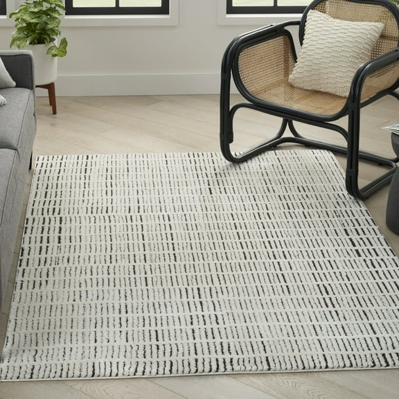 Nourison Cozy Modern 9' x 12' Ivory Black Scandinavian Indoor Rug