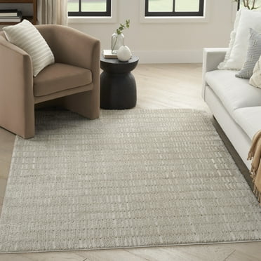 Nourison Cozy Modern Scandinavian Grey Ivory 5'3" x 7' Area Rug (5x7)