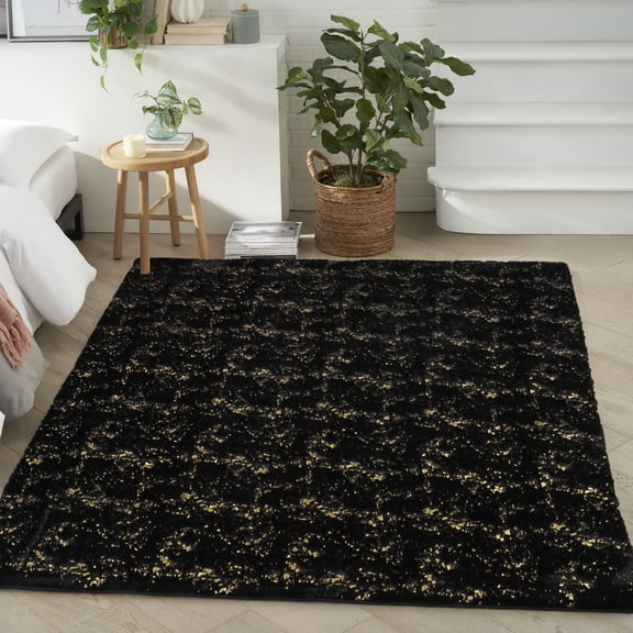 Nourison Cozy Shimmer Glam Black 7'9" x 9'9" Area Rug (8x10)