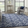thumbnail image 1 of Nourison Damask Damask Ivory/Navy 8' x 10' Area Rug, (8x10), 1 of 9