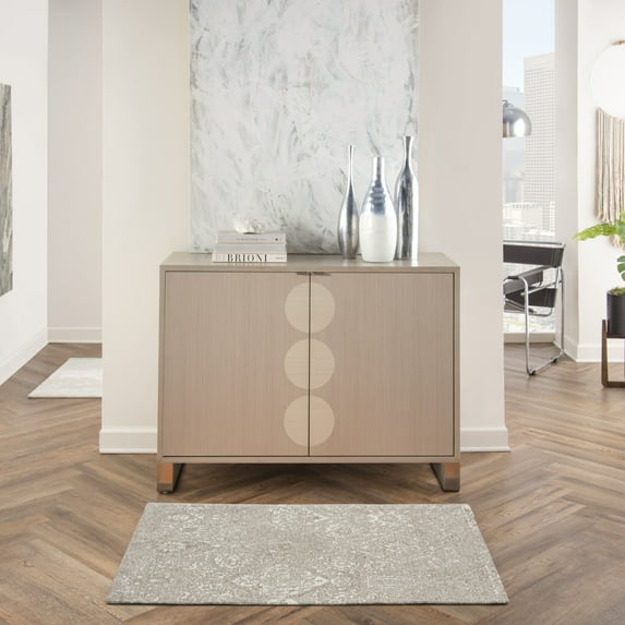 Nourison Damask Distressed Modern Lt Grey 2'3" x 3'9" Area Rug, (2' x 4')