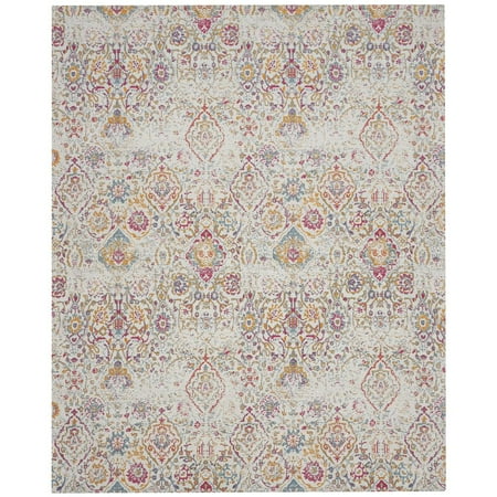 Nourison Damask Distressed Modern Multicolor 8' x 10' Area Rug, (8' x 10')